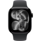 Apple Watch Series 11, Smartwatch schwarz (glänzend), Aluminium, 42 mm, Sportarmband schwarz S/M