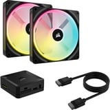 Corsair iCUE LINK QX140 RGB 140-mm-PWM-Lüfter, Gehäuselüfter schwarz, Starter-Kit