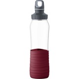 Emsa Drink2Go GLAS Trinkflasche 0,7 Liter transparent/weinrot, Schraubverschluss