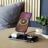 Intenso 3in1 Magnetic Wireless Charging Stand MB13, Ladestation schwarz, für iPhones mit MagSafe, TWS und Watch, PD3.0, Quick Charge 3.0