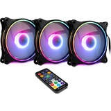 Inter-Tech Argus RGB-Fan Set RS-08 120x120x25mm, Gehäuselüfter schwarz, 3er Set, inkl. Controller