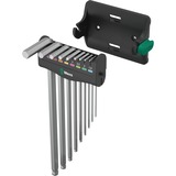 Wera 950/9 Hex-Plus 8 Winkelschlüsselsatz, 9-teilig, Schraubendreher chrom, mit Halteclip und Wandhalter