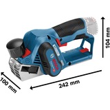 Bosch Akku-Hobel GHO 12V-20 Professional, 12Volt, Elektrohobel blau/schwarz, 2x Li-Ionen Akku 3,0Ah