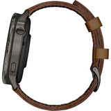 Garmin Venu 4 - 45 mm, Smartwatch schwarz/schiefergrau, Leder-Armband in braun