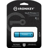 Kingston IronKey Vault Privacy 50 8 GB, USB-Stick hellblau/schwarz, USB-A 3.2 Gen 1