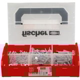 fischer FixTainer SX Plus Dübel- und Schrauben-Box hellgrau, 212-teilig, mit Schrauben und Haken