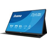 iiyama P1671HSC-B1, LED-Monitor 39.5 cm (15.6 Zoll), schwarz (matt), Portabler Monitor mit USB-C-Dock, Lautsprechern und Lederhülle