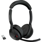 Jabra Evolve2 55, mit Ladestation, Headset schwarz, Stereo, Microsoft Teams, USB-A, Link380a