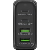 goobay USB-C Multiport-Schnellladegerät, PD, GaN, 68 Watt schwarz, 2x USB-C, 2x USB-A, Power Delivery, QuickCharge