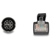 DeLOCK M12 Kabel X-kodiert 8 Pin Buchse > RJ-45 Stecker, Cat.5e S/FTP schwarz, 1 Meter, flexibel