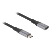 DeLOCK USB4 Gen 3x2 Verlängerungskabel 40 Gbps, USB-C Stecker > USB-C Buchse schwarz/grau, 2 Meter, PD 3.1, Laden mit 240 Watt