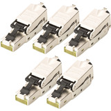 Digitus CAT 6A Feldstecker STP Staubkappe/Knickschutz, 5 Stück silber