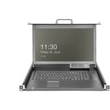 Digitus Modulare HD LCD KVM Konsole mit 17" TFT 8 Port HDMI, KVM-Switch schwarz, deutsches Tastaturlayout, 8 Port HDMI KVM-Switch, Touchpad