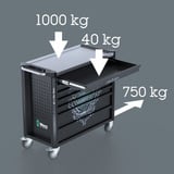 Wera 9702 Tool Rebel Werkstattwagen Stainless XXL 2, mit Bestückung, Werkzeugwagen schwarz/silber,  202-teilig, im exklusiven Tool Rebel Design