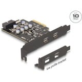 DeLOCK PCIe x4 zu 2x USB C + 1 x intern USB 10 Gbps Typ-E Key A + 19 Pin, Schnittstellenkarte 