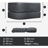 Logitech ERGO K860, Tastatur schwarz, DE-Layout, schmutzabweisendes Material, kompatibel mit Windows/Mac