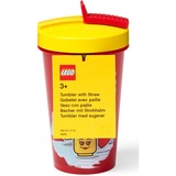 Room Copenhagen LEGO Becher mit Strohhalm Iconic Girl Bright Red rot/gelb, 500ml
