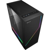 Sharkoon RGB FLOW, Tower-Gehäuse schwarz, Seitenteil aus gehärtetem Glas