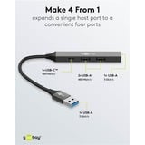goobay Slim 4-Port USB-Hub, USB-A auf USB-C/USB-A, USB 3.2 Gen 1 grau