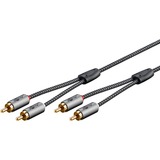 goobay Plus Stereo-Cinchkabel schwarz/silber, 5 Meter