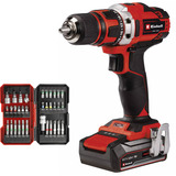EINHELL Akku-Bohrschrauber TE-CD 18/40 Li, 18 Volt rot/schwarz, 1x Li-Ion-Akku 2,5Ah, mit Bit-Set 34-teilig