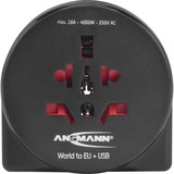Ansmann Reisestecker World to EU + USB, Adapter schwarz