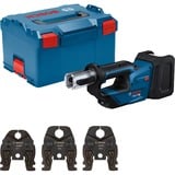 Bosch Professional Akku-Presswerkzeug GPT 18V-19 Professional solo, 18Volt, Kit M, Pressmaschine blau, ohne Akku und Ladegerät, 3 Pressbacken Compact M, in L-BOXX
