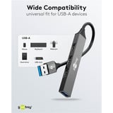 goobay Slim 4-Port USB-Hub, USB-A auf USB-A, USB 3.2 hellgrau