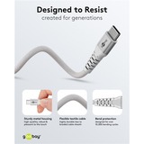 goobay Supersoftes USB 2.0 Textilkabel, USB-C Stecker > USB-C Stecker weiß, 3 Meter