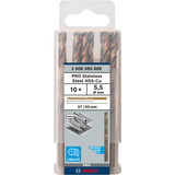 Bosch Professional PRO Stainless Steel HSS-Co Spiralbohrer, Ø 5,5mm 10 Stück, Arbeitslänge 57mm