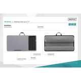 Digitus Notebook Tisch / Arbeitsplatz, bis 17" grau, Handy-Slot und Mauspad