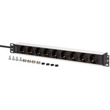 Digitus Steckdosenleiste 19" PDU mit Aluminiumprofil, 9-fach schwarz/aluminium, 2 Meter Kabel, 1 HE, 16A, Kaltgerätestecker C20