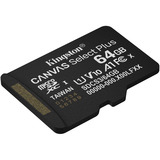 Kingston Canvas Select Plus 64 GB MicroSDXC, Speicherkarte schwarz, UHS-I U1, Class 10, V10