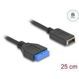 DeLOCK 19 Pin USB Pfostenbuchse zu USB Typ-E Key A Buchse, Adapter schwarz/blau, 25cm