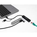 DeLOCK USB 3.2 Gen 1 Hub mit 3 Ports und Gigabit LAN und USB-C/A-Stecker, Dockingstation schwarz