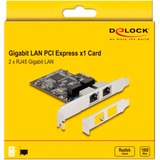 DeLOCK  PCIE x1 auf 2x RJ45 Gbit, LAN-Adapter 