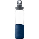 Emsa Drink2Go GLAS Trinkflasche 0,7 Liter transparent/dunkelblau, Schraubverschluss