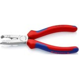 KNIPEX Abmantelungszange 13 42 165, Abisolier-Zange rot/blau, Länge 165mm