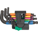 Wera 950/9 Hex-Plus Multicolour 2 Winkelschlüsselsatz, 9-teilig, Schraubendreher mit Halteclip, BlackLaser-Oberfläche