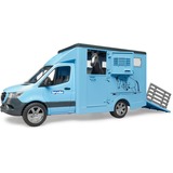 bruder MB Sprinter Tiertransporter mit Pferd, Modellfahrzeug blau