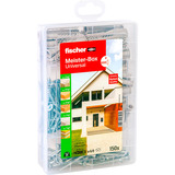 fischer Meister-Box Universal + Schrauben, Dübel hellgrau, 150-teilig