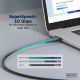Digitus USB 3.2 Gen 2 Silikon-Anschlusskabel USB-C > USB-C schwarz, 0,5 Meter, PD, Laden mit bis zu 100 Watt