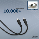 Digitus USB 3.2 Gen 2 Silikon-Anschlusskabel USB-C > USB-C schwarz, 0,5 Meter, PD, Laden mit bis zu 100 Watt