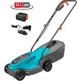 GARDENA Akku-Rasenmäher PowerMax 30/18V P4A Ready-To-Use Set, 18Volt schwarz/türkis, Li-Ion Akku 4,0Ah, POWER FOR ALL ALLIANCE