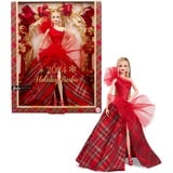 Mattel Barbie Signature 2024 Holiday Barbie Modepuppe blond mit Karokleid