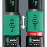 Wera Drehmomentschlüssel mit Durchsteckvierkant Click-Torque Lock A 5 R/L schwarz/grün, Abtrieb 1/4", 2,5 bis 25Nm