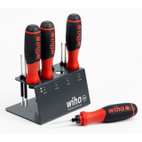 Wiha Schraubendreher mit Bithalter SoftFinish, 1/4" schwarz/rot, mit Ratschenfunktion