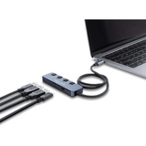 DeLOCK USB 10 Gbps Hub mit 3 x USB-A + 1 x USB-C mit Schalter, USB-Hub grau