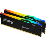 Kingston FURY DIMM 64 GB DDR5-5600 (2x 32 GB) Dual-Kit, Arbeitsspeicher schwarz, KF556C36BBEAK2-64, FURY Beast RGB, AMD EXPO