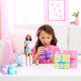 Mattel Barbie Party Unboxed Haustier Geburtstag Serie - blaues Kleid, Puppe 